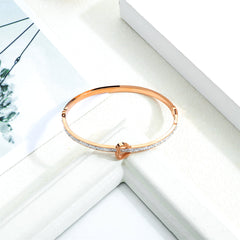 Cubic Zirconia & 18K Rose Gold-Plated 'Forever Love' Heart Bangle