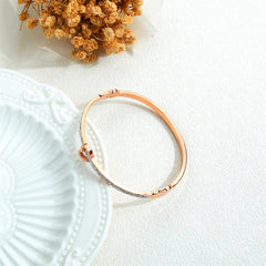 Cubic Zirconia & 18K Rose Gold-Plated 'Forever Love' Heart Bangle