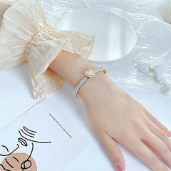 Cubic Zirconia & 18K Gold-Plated Halo Heart Bangle