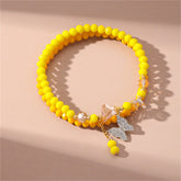 Yellow & Cubic Zirconia Heart Butterfly Stretch Anklet Set