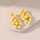 Yellow Acrylic & Howlite Round Grape Drop Earrings