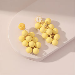 Yellow Acrylic & Howlite Round Grape Drop Earrings