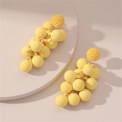 Yellow Acrylic & Howlite Round Grape Drop Earrings