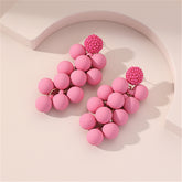 Rose Red Howlite & Acrylic Grape Drop Earrings