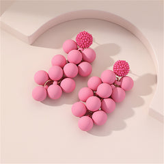 Rose Red Howlite & Acrylic Grape Drop Earrings