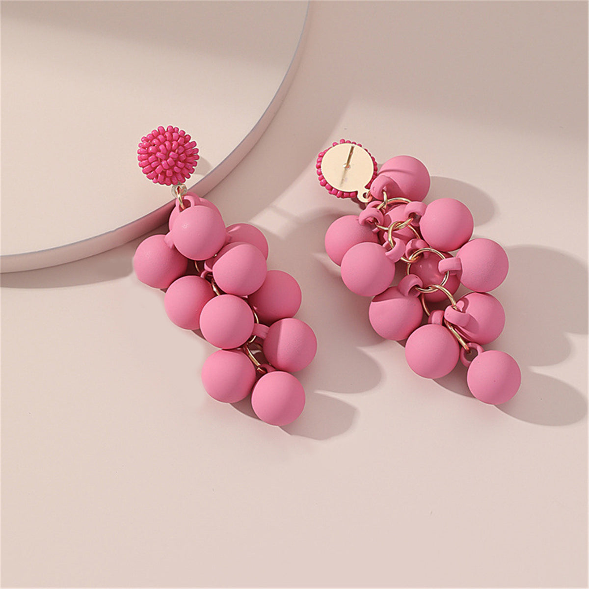 Rose Red Howlite and Acrylic Grape Drop Earrings, drop earrings for women, botanical inspired, lifestyle look