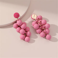 Rose Red Howlite & Acrylic Grape Drop Earrings