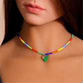 Dark Blue & Yellow Howlite Two-Tone Heart Pendant Necklace