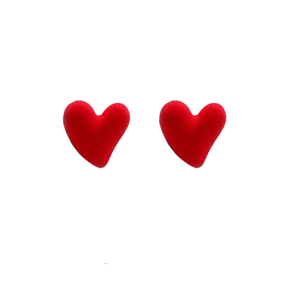 Red Nylon and Silver-Plated Irregular Heart Stud Earrings, silver stud earrings for women, botanical inspired, side view