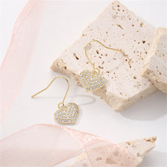 Cubic Zirconia & 18K Gold-Plated Heart Drop Earrings
