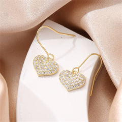 Cubic Zirconia & 18K Gold-Plated Heart Drop Earrings