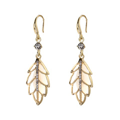 Cats Eye & Cubic Zirconia 18K Gold-Plated Leaf Drop Earrings