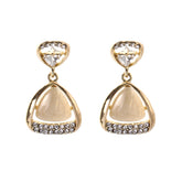 Cats Eye & Crystal 18K Gold-Plated Triangle Drop Earrings