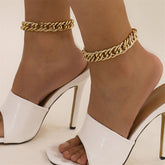 Thick 18K gold-plated chain anklet, showcasing a luxurious and bold design perfect for any stylish outfit.