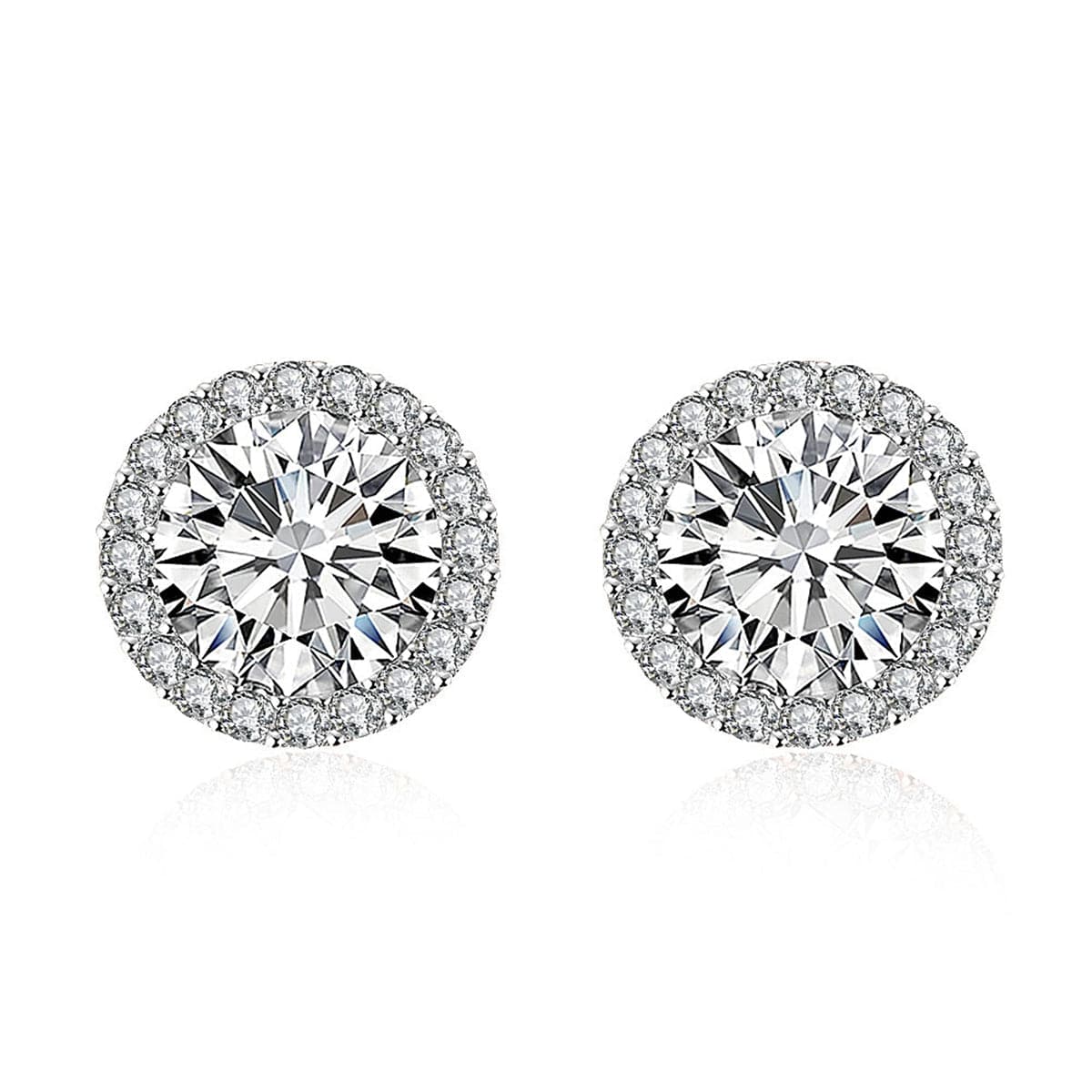 Cubic Zirconia & Silvertone Stud Earrings - streetregion