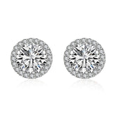 Cubic Zirconia & Silvertone Stud Earrings - streetregion