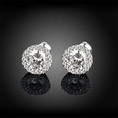 Cubic Zirconia & Silvertone Stud Earrings - streetregion