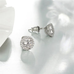 Cubic Zirconia & Silvertone Stud Earrings - streetregion
