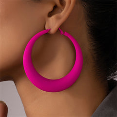 Rose Red Enamel & Silver-Plated Hoop Earring