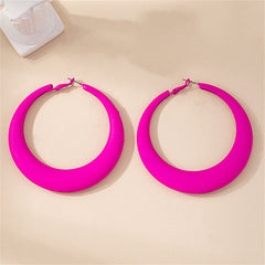 Rose Red Enamel & Silver-Plated Hoop Earring