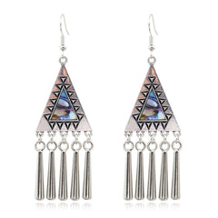 Abalone Shell & Silver-Plated Triangle Tassel Drop Earrings