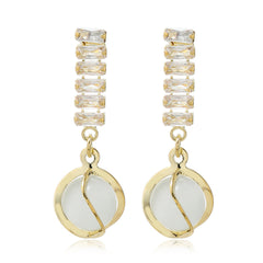 Crystal & Cats Eye 18K Gold-Plated Lantern Drop Earrings