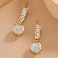 Crystal & Cats Eye 18K Gold-Plated Lantern Drop Earrings