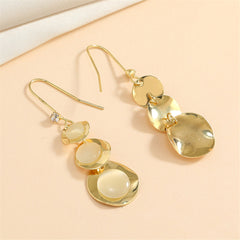Cubic Zirconia & Cats Eye 18K Gold-Plated Irregular Round Drop Earrings