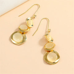 Cubic Zirconia & Cats Eye 18K Gold-Plated Irregular Round Drop Earrings