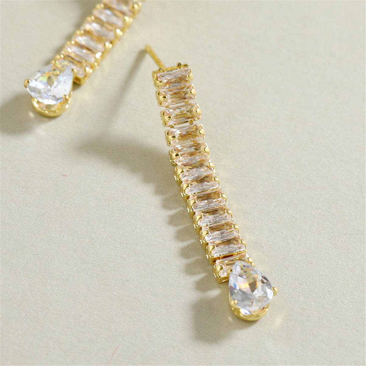 Crystal and 18K Gold-Plated Drop Earrings, gold drop earrings for women, vintage-inspired design, styled look