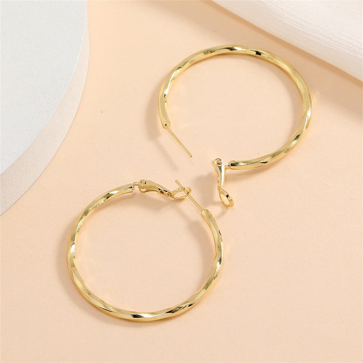 18K Gold-Plated Twisted Hoop Earrings, botanical inspired, styled look