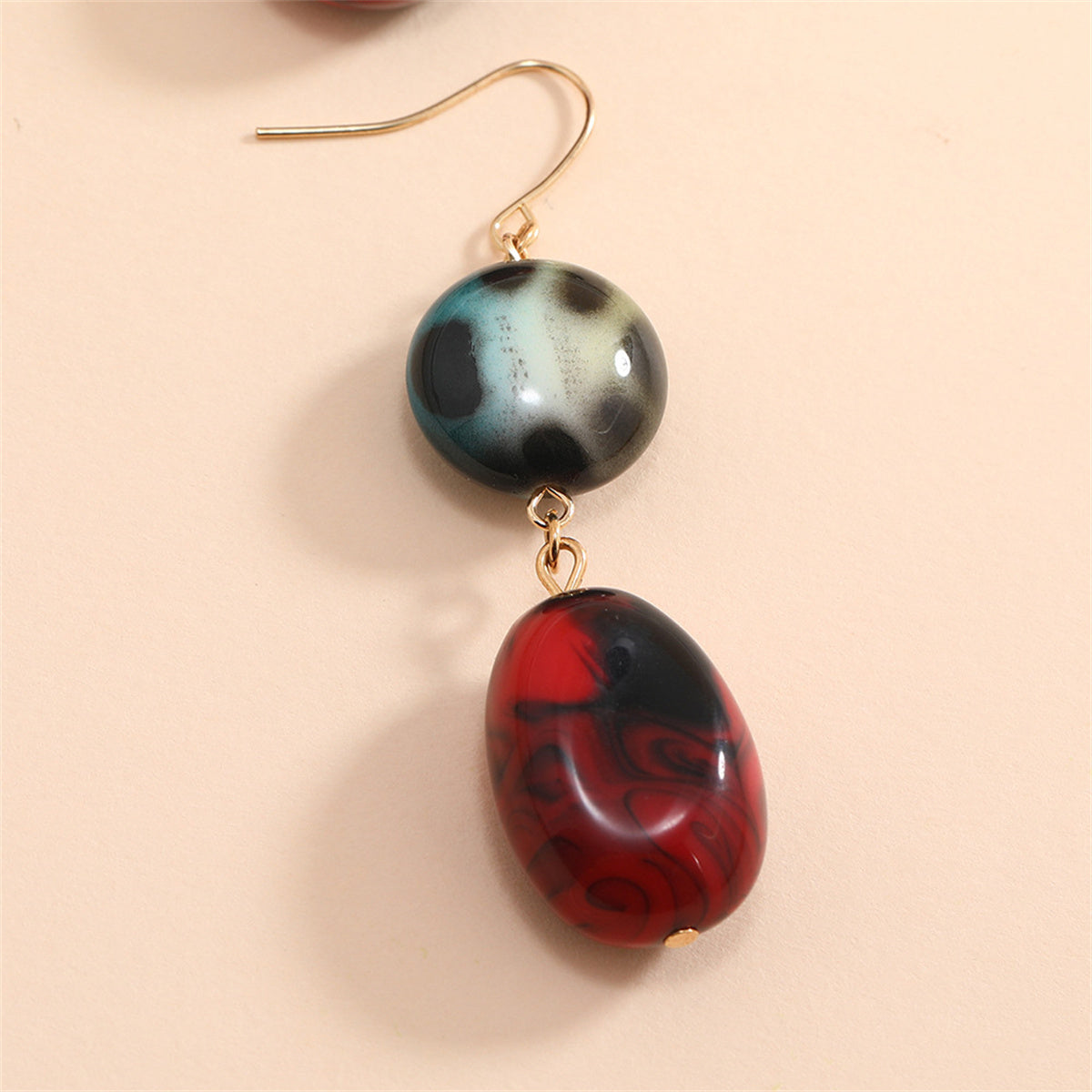 Red Quartz and 18K Gold-Plated Round Oval Drop Earrings, gold drop earrings for women, botanical inspired, styled look