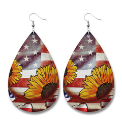 Polystyrene & Silver-Plated Stars Stripes Sunflower Drop Earrings