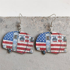 Red & Blue Stars & Stripes Van Drop Earrings