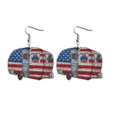 Red & Blue Stars & Stripes Van Drop Earrings