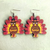 Red & Brown Turkey 'Give Thanks' Drop Earrings
