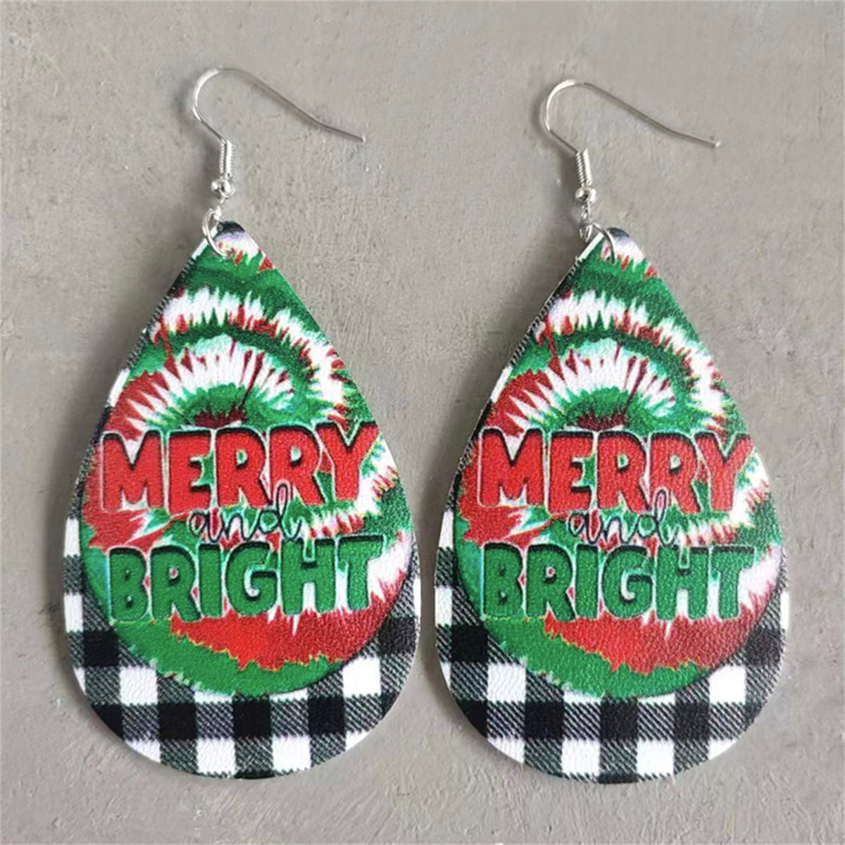 Red Multicolor & Silver-Plated Plaid 'Merry & Bright' Drop Earrings