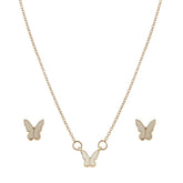 Enamel & 18K Gold-Plated Butterfly Earring & Necklace Set
