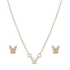 Enamel & 18K Gold-Plated Butterfly Earring & Necklace Set