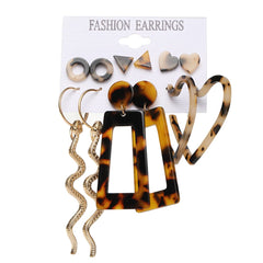 Tortoiseshell & 18K Gold-Plated Snake Earrings Set
