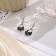 Black & Silver-Plated Dress Drop Earrings