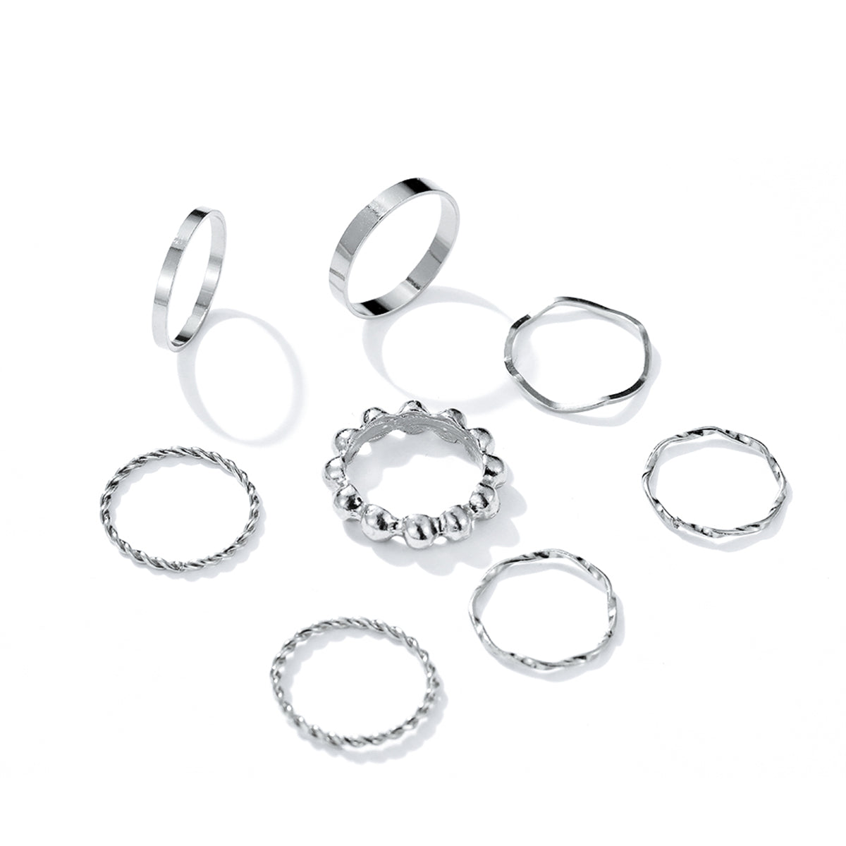 Silver-Plated Twine Ring Set, jewelry gift sets for women, elegant gift for her, styled look