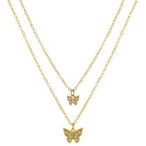 Cubic Zirconia & 18K Gold-Plated Butterfly Layered Pendant Necklace
