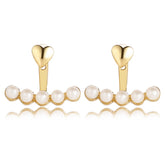 Pearl & 18K Gold-Plated Heart Ear Jackets