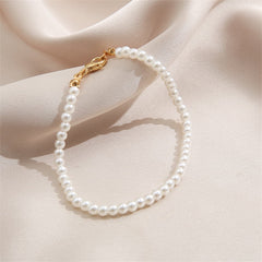 Pearl & 18K Gold-Plated Beaded Anklet