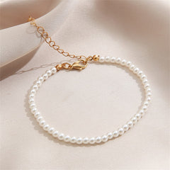 Pearl & 18K Gold-Plated Beaded Anklet