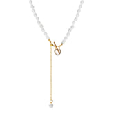 Cubic Zirconia & Pearl 18K Gold-Plated Heart Lariat Necklace