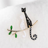 Black & White Kitty Branch Brooch