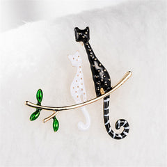 Black & White Kitty Branch Brooch