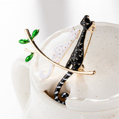 Black & White Kitty Branch Brooch